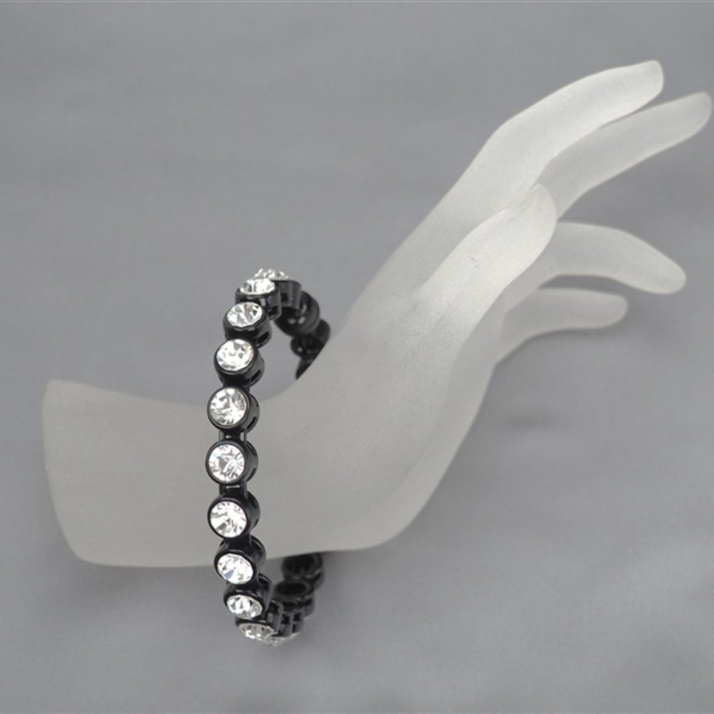 Chicos Bracelet Gunmeta Black and Clear Crystal NWT